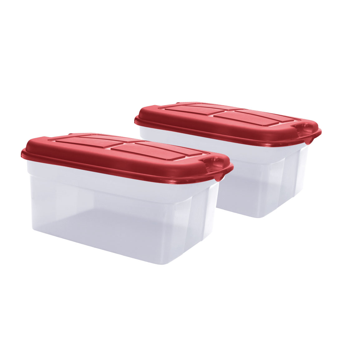 Set de Caja Jumbo 56 litros Roja, Caja Plástica Guateplast Guatemala, Base de Canasta Navideña
