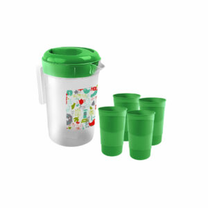 Set Pichel Plástico 3 litros y 4 Vasos de Plastico Verde