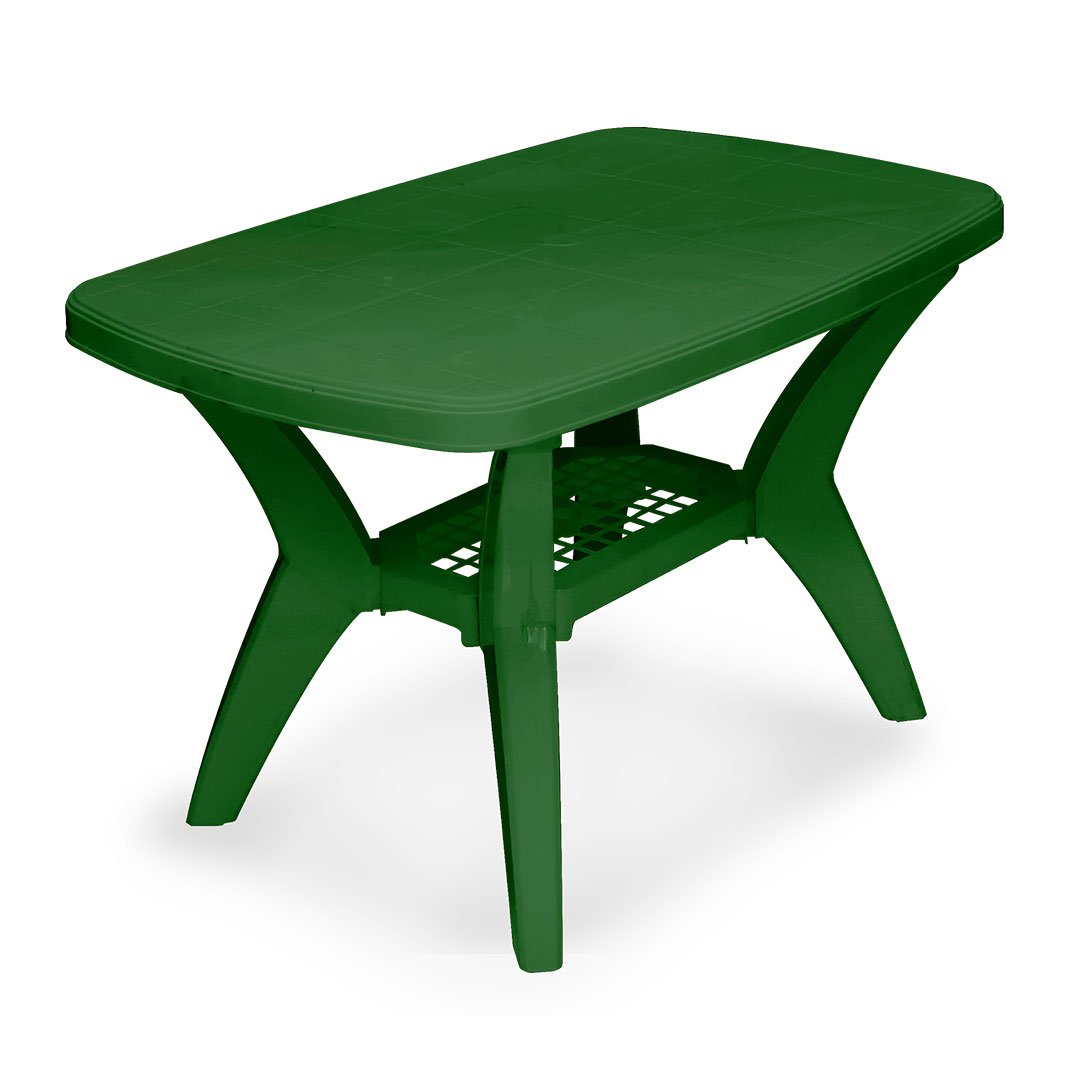 Mesa rectangular plástica verde - altura regulable