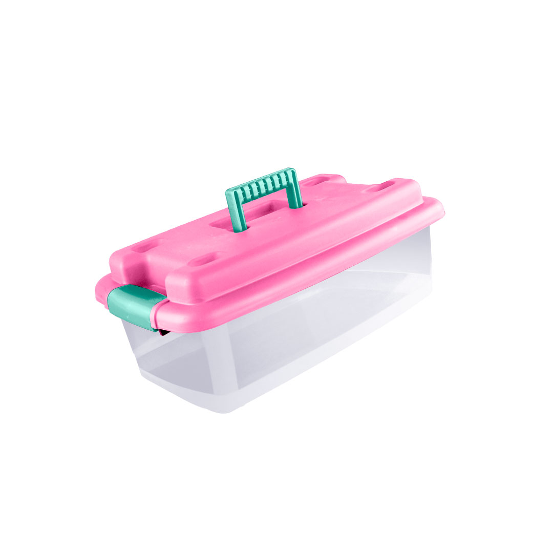 Caja-Click-15-litros-Cajas-Plasticas-con-agarrador-caja-de-herramientas-caja-de-utiles-Guateplast-Guatemala-rosado