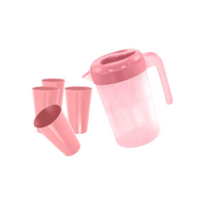 Set de Pichel con 4 vasos con colores de verano. Fabricados en plástico virgen, libre de BPA.