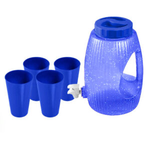 Set de Chorro Fiestero y 4 Vasos Refresqueros de 22 Onzas