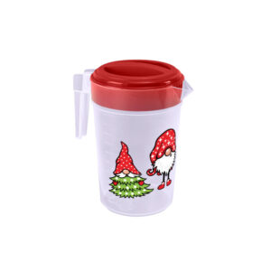 Pichel 1 litro Navideño, Pichel Plástico pequeño, Jarra para bebidas, Jarron Plástico, Pichel medidor 1 litro