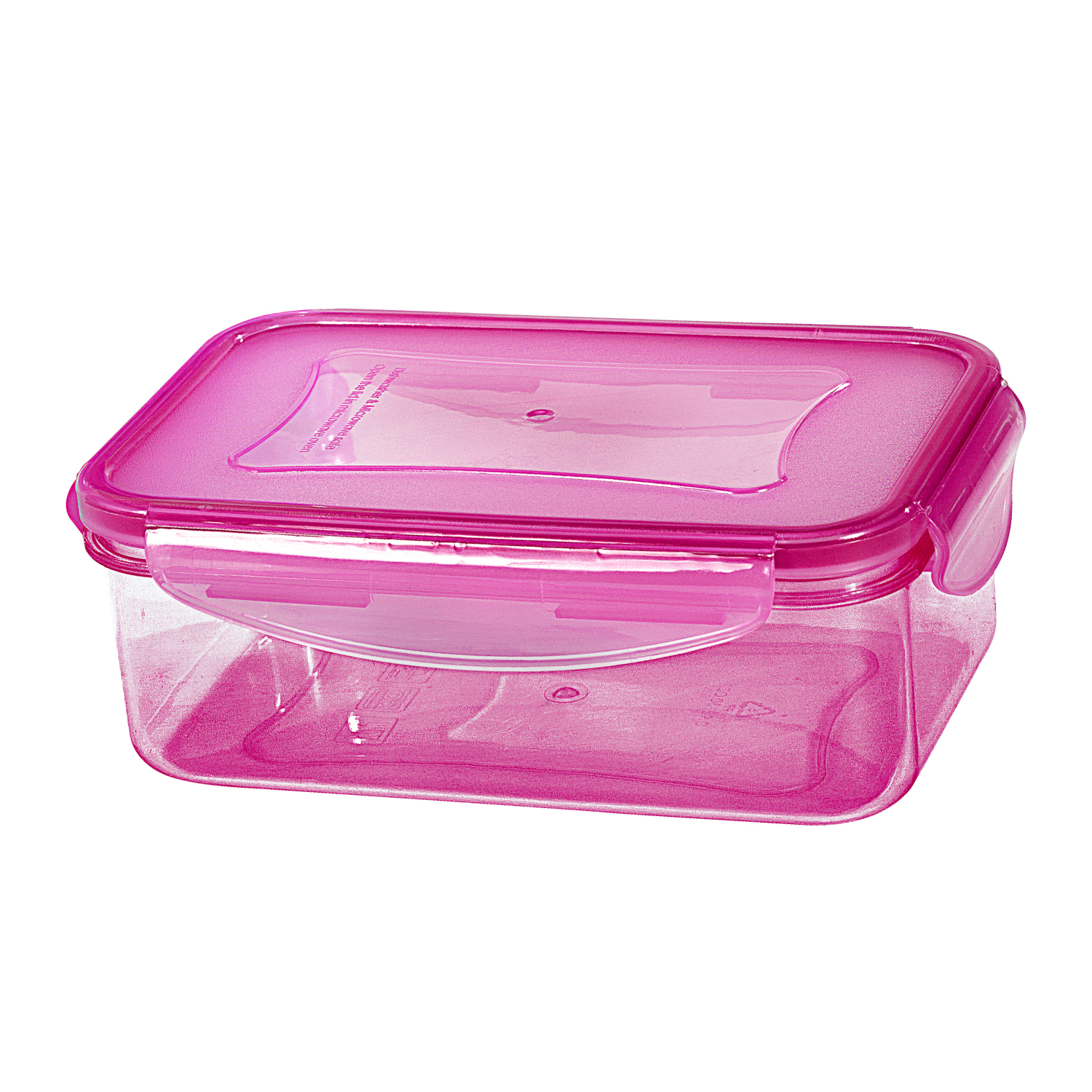 Tazón Clik Clak de 50 onzas en color fucsia translúcido, contenedor de alimentos duradero libre de BPA de la marca Guateplast.